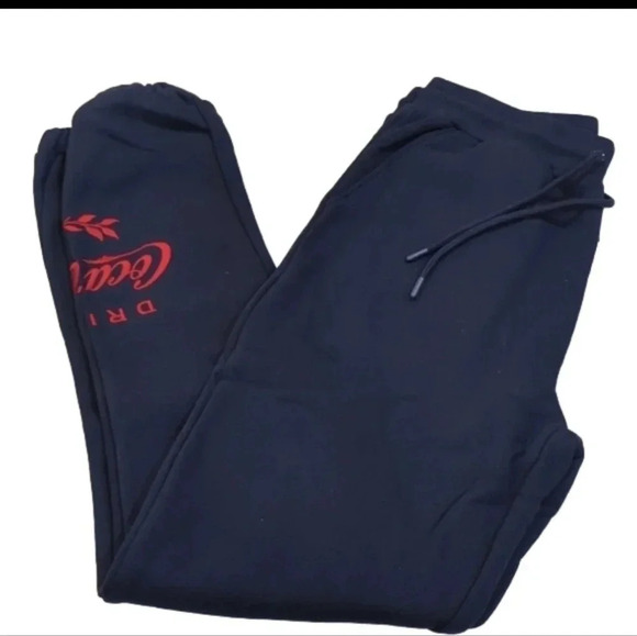 Coca Cola X Staple Unisex Adult Fleece Joggers Sweat Pants Size Small Navy - Picture 1 of 10